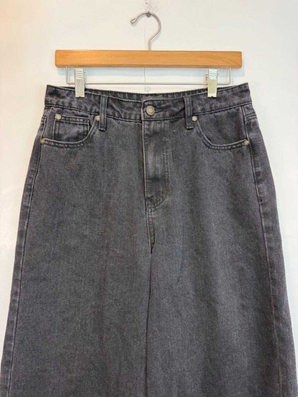 Dressed in LaLa Effortlessly Cool Wide Leg Denim Jean Size Small Throwback Black - Picture 4 of 10
